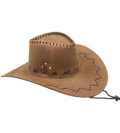 Cowboy Hats Mens Womens Cowboy Cowgirl Hat Whipstitched Felt Chin Strap - Medium Brown - CB18E8KZ09E $15.85