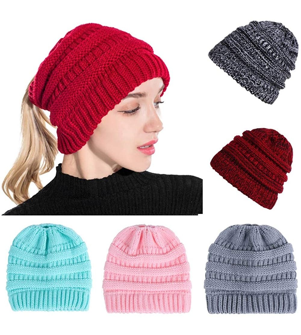 Womens Baggy Slouchy Beanie Tail Warm Fleece Skiing Knitted Cap Winter ...