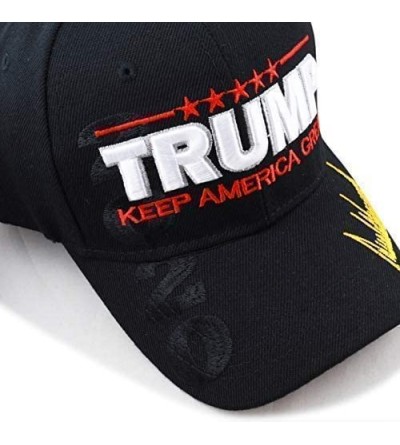 Skullies & Beanies Trump 2020 Keep America Great 3D Embroidery American Flag Baseball Cap - 019 Black - CO18XNZ3DK2 $10.34