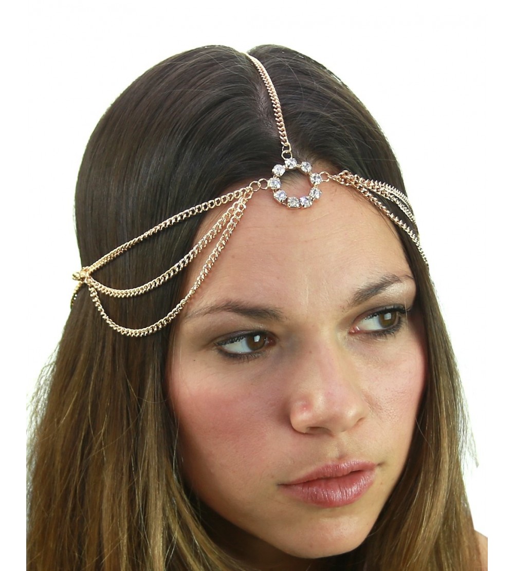 Women's Bohemian Fashion Head Chain Jewelry - Rhinestone Ring Charm ...