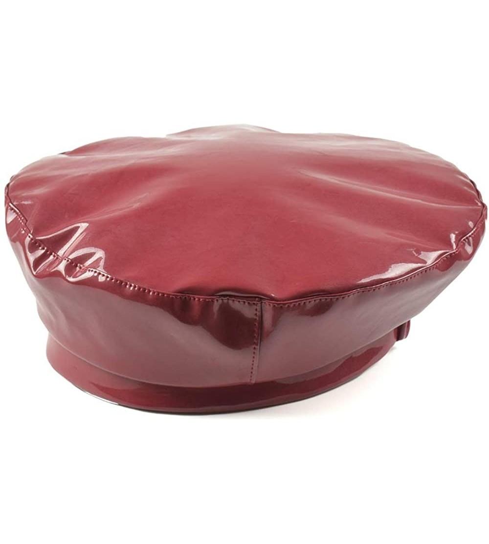 Patent Leather French-Beret Hat PU Dancing Cap Captain Women - Red ...