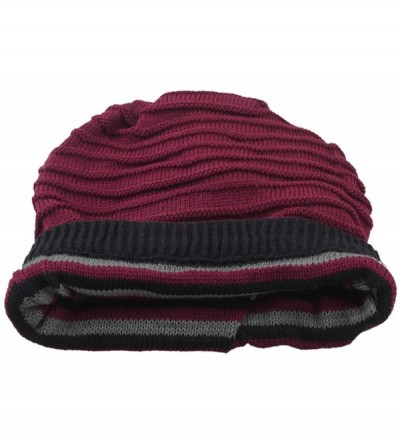 Skullies & Beanies Unisex Slouchy Beanie Hat Stripe Knit Cap Loop Scarf Neckerchief Dreadlocks - 015-red - CP129TC7J19 $9.68