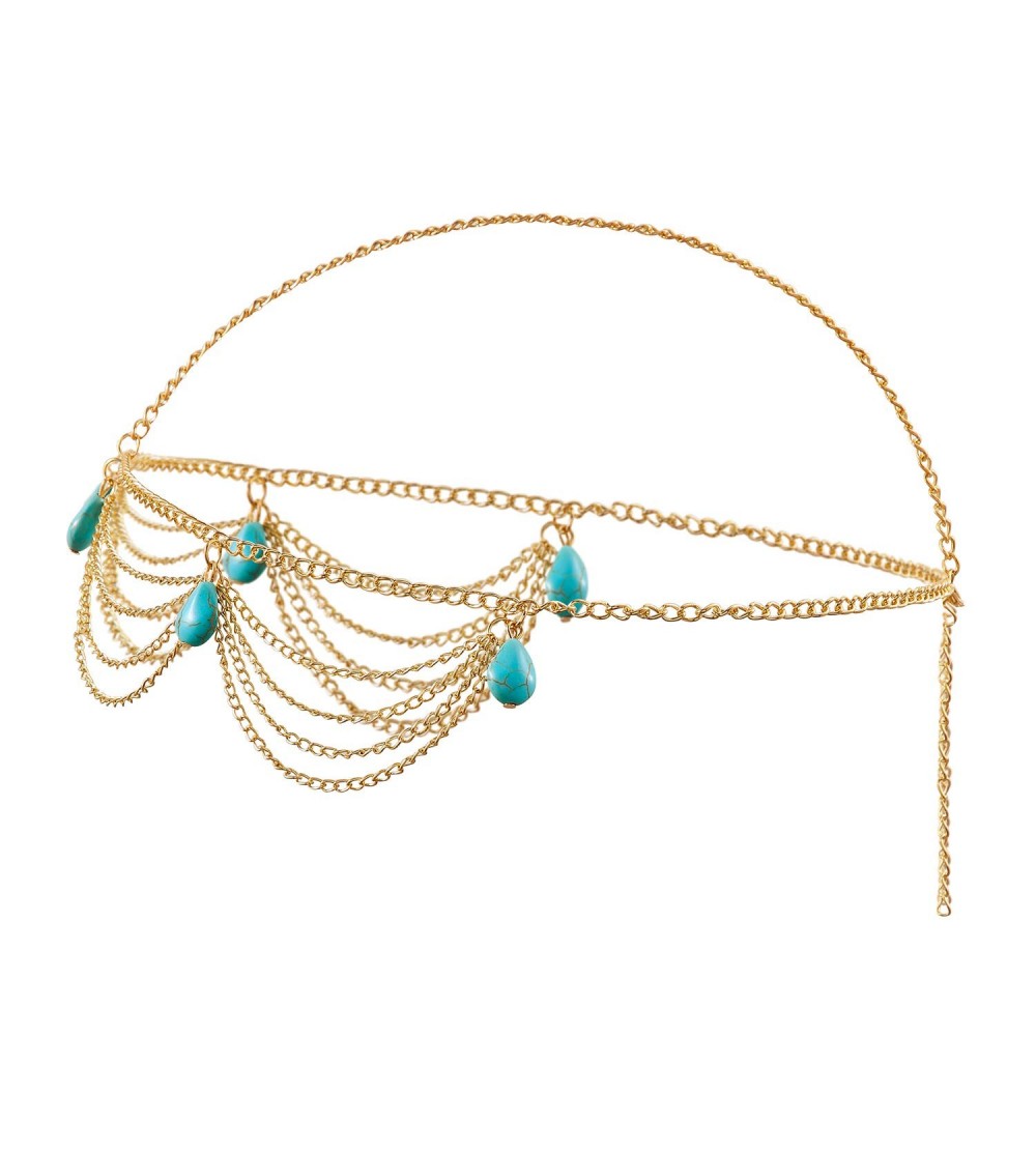 Head Chain Jewelry Simulate Turquoise Headbands Crossover Headpiece ...